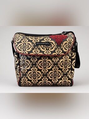 Petunia Pickle Bottom Damask Messenger Diaper Bag with Changing Pad & Pouch